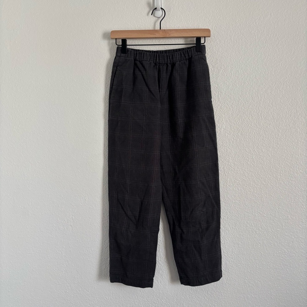 Babaton Aritzia Women's Size XS Gray Plaid Elastic Waist Pull On Pants